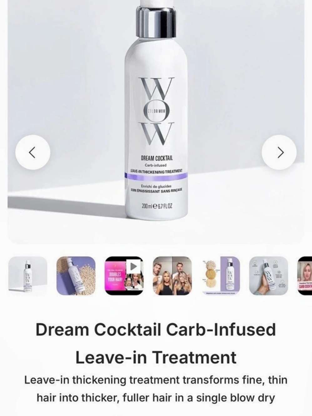 Color Wow Dream Cocktail Carb-Infused Leave-In Treatment Hair Styling Treatment-
